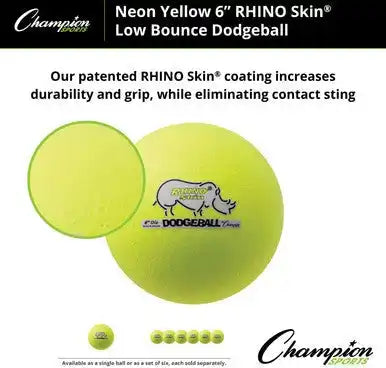 Champion Sports Rxd6 6’’ Rhino Skin Low Bounce Dodgeball - Ea