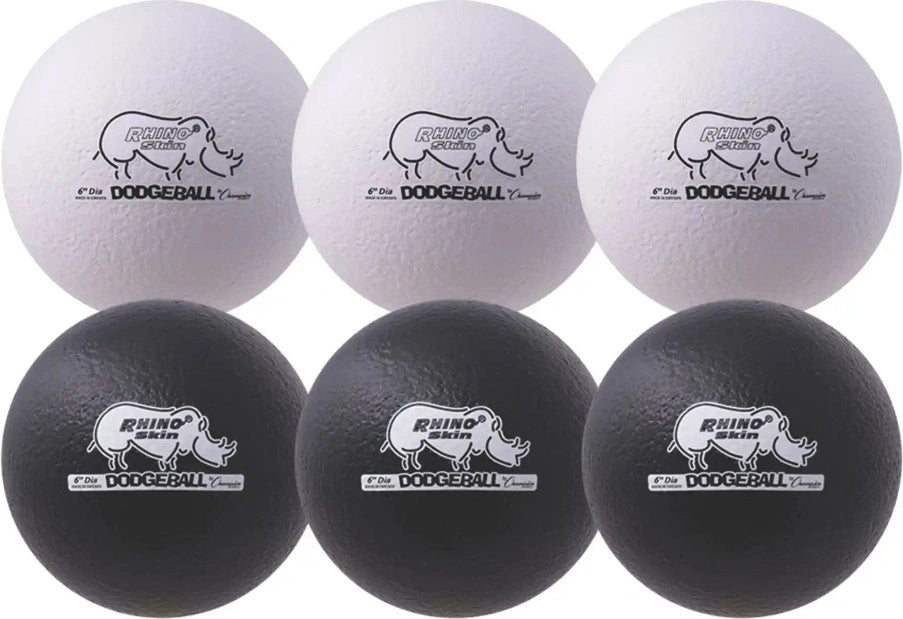 Champion Sports Rxd6set 6’’ Rhino Skin Low Bounce Dodgeball - Set - 3 Black, White