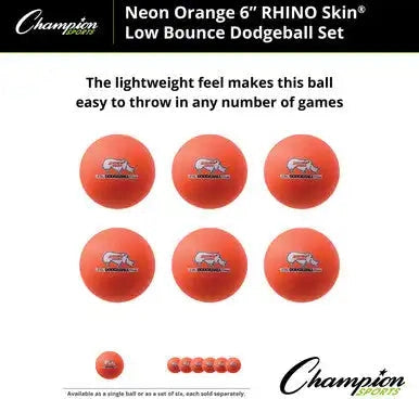 Champion Sports Rxd6set 6’’ Rhino Skin Low Bounce Dodgeball - Set