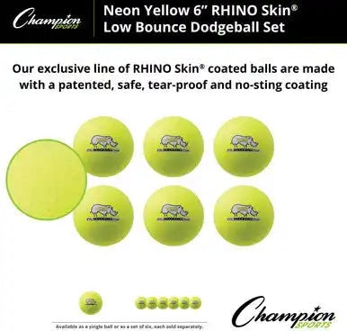 Champion Sports Rxd6set 6’’ Rhino Skin Low Bounce Dodgeball - Set