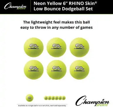 Champion Sports Rxd6set 6’’ Rhino Skin Low Bounce Dodgeball - Set