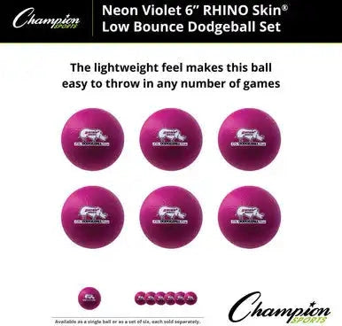 Champion Sports Rxd6set 6’’ Rhino Skin Low Bounce Dodgeball - Set