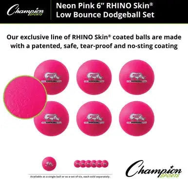 Champion Sports Rxd6set 6’’ Rhino Skin Low Bounce Dodgeball - Set