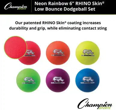 Champion Sports Rxd6set 6’’ Rhino Skin Low Bounce Dodgeball - Set
