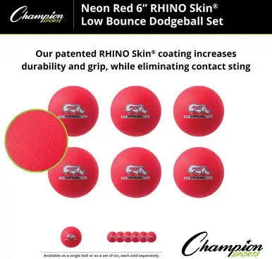 Champion Sports Rxd6set 6’’ Rhino Skin Low Bounce Dodgeball - Set