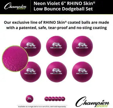 Champion Sports Rxd6set 6’’ Rhino Skin Low Bounce Dodgeball - Set