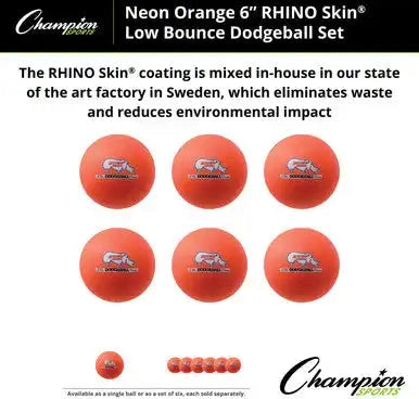 Champion Sports Rxd6set 6’’ Rhino Skin Low Bounce Dodgeball - Set