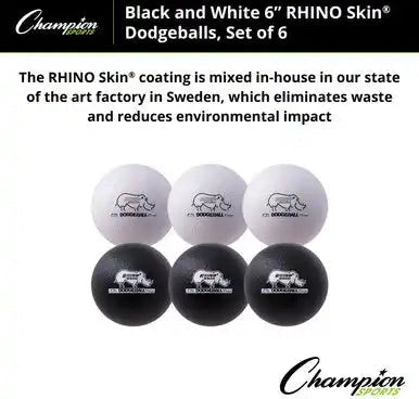 Champion Sports Rxd6set 6’’ Rhino Skin Low Bounce Dodgeball - Set