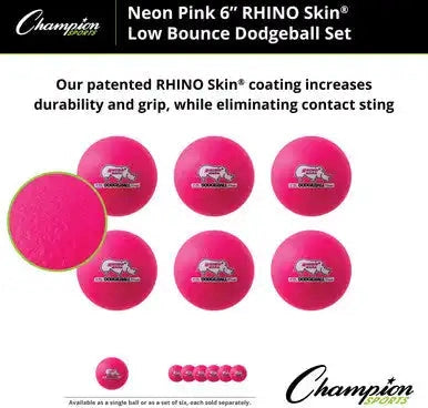 Champion Sports Rxd6set 6’’ Rhino Skin Low Bounce Dodgeball - Set