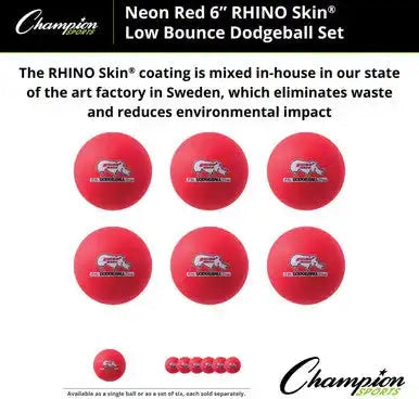 Champion Sports Rxd6set 6’’ Rhino Skin Low Bounce Dodgeball - Set