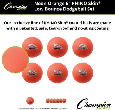 Champion Sports Rxd6set 6’’ Rhino Skin Low Bounce Dodgeball - Set