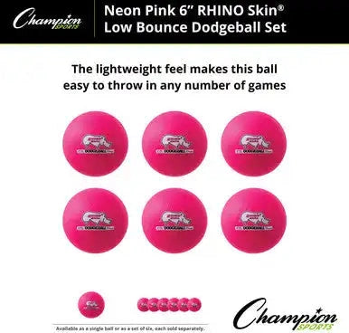 Champion Sports Rxd6set 6’’ Rhino Skin Low Bounce Dodgeball - Set