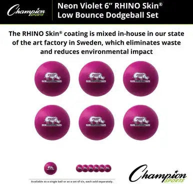 Champion Sports Rxd6set 6’’ Rhino Skin Low Bounce Dodgeball - Set