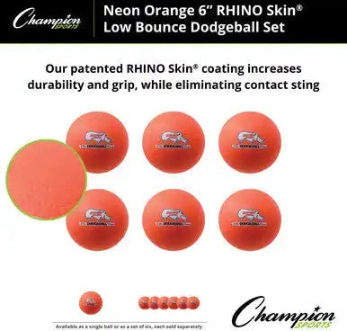 Champion Sports Rxd6set 6’’ Rhino Skin Low Bounce Dodgeball - Set