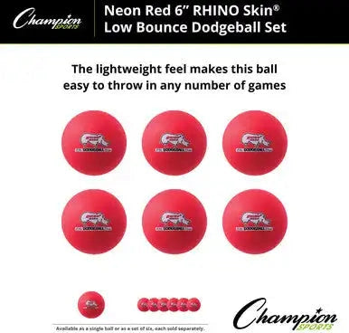 Champion Sports Rxd6set 6’’ Rhino Skin Low Bounce Dodgeball - Set