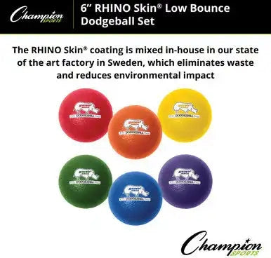 Champion Sports Rxd6set 6’’ Rhino Skin Low Bounce Dodgeball - Set