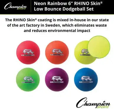 Champion Sports Rxd6set 6’’ Rhino Skin Low Bounce Dodgeball - Set