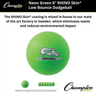 Champion Sports Rxd6set 6’’ Rhino Skin Low Bounce Dodgeball - Set