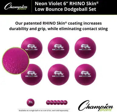 Champion Sports Rxd6set 6’’ Rhino Skin Low Bounce Dodgeball - Set