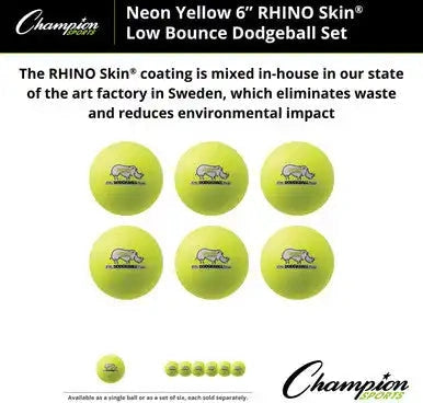 Champion Sports Rxd6set 6’’ Rhino Skin Low Bounce Dodgeball - Set