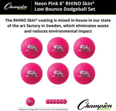 Champion Sports Rxd6set 6’’ Rhino Skin Low Bounce Dodgeball - Set