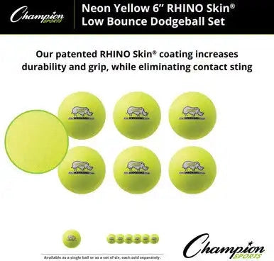 Champion Sports Rxd6set 6’’ Rhino Skin Low Bounce Dodgeball - Set