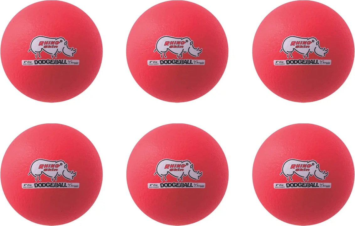 Champion Sports Rxd6set 6’’ Rhino Skin Low Bounce Dodgeball - Set - Neon Red