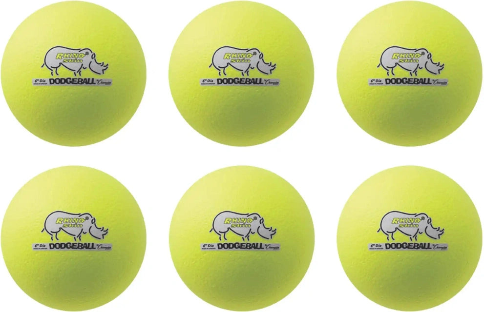 Champion Sports Rxd6set 6’’ Rhino Skin Low Bounce Dodgeball - Set - Neon Yellow