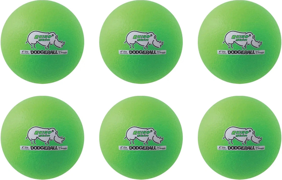 Champion Sports Rxd6set 6’’ Rhino Skin Low Bounce Dodgeball - Set - Neon Green