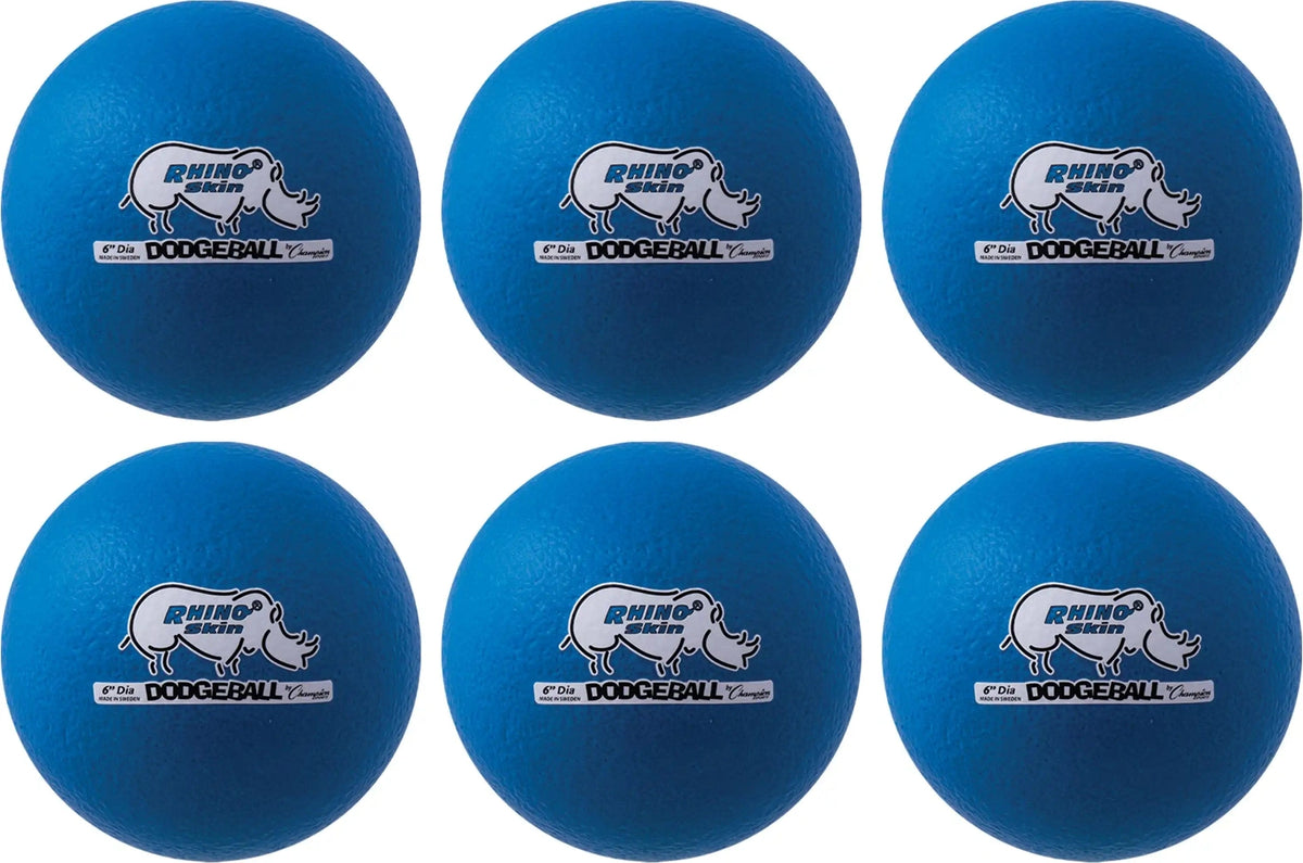 Champion Sports Rxd6set 6’’ Rhino Skin Low Bounce Dodgeball - Set - Neon Blue