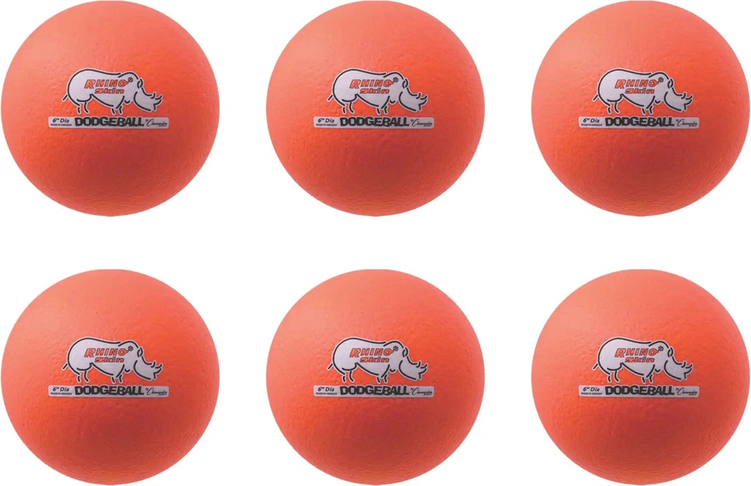 Champion Sports Rxd6set 6’’ Rhino Skin Low Bounce Dodgeball - Set - Neon Orange