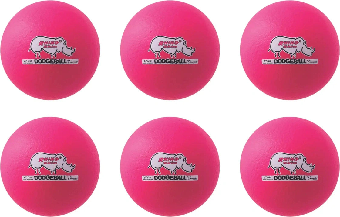 Champion Sports Rxd6set 6’’ Rhino Skin Low Bounce Dodgeball - Set - Neon Pink