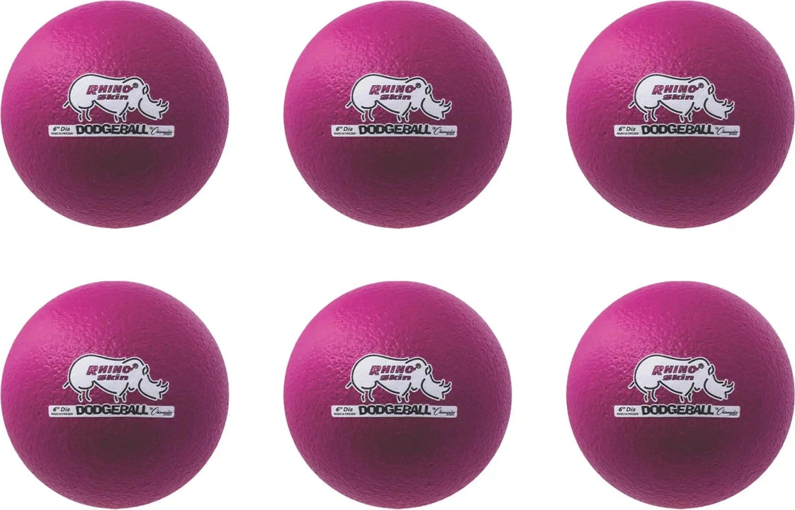Champion Sports Rxd6set 6’’ Rhino Skin Low Bounce Dodgeball - Set - Neon Purple