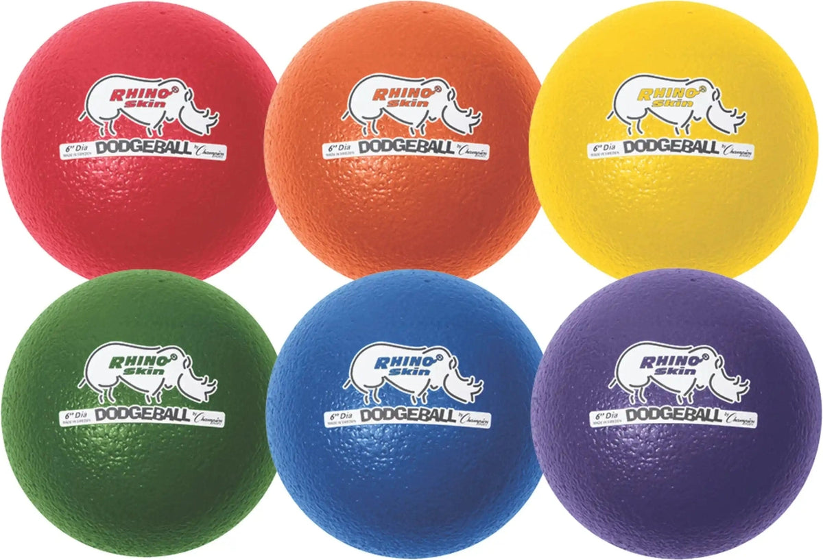 Champion Sports Rxd6set 6’’ Rhino Skin Low Bounce Dodgeball - Set - of 6 Assorted Colors