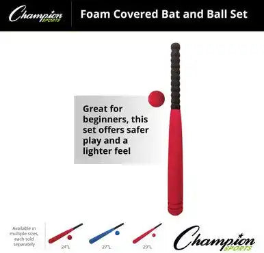 Champion Sports Sb2 Foam Covered Bat and Ball - Ea
