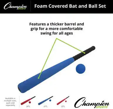 Champion Sports Sb2 Foam Covered Bat and Ball - Ea