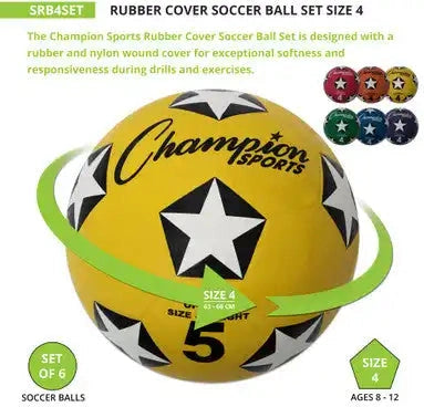 Champion Sports Srb Rubber Cover Soccer Ball - Set