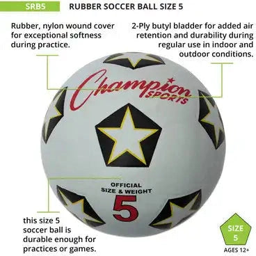 Champion Sports Srb Rubber Cover Soccer Ball - Set