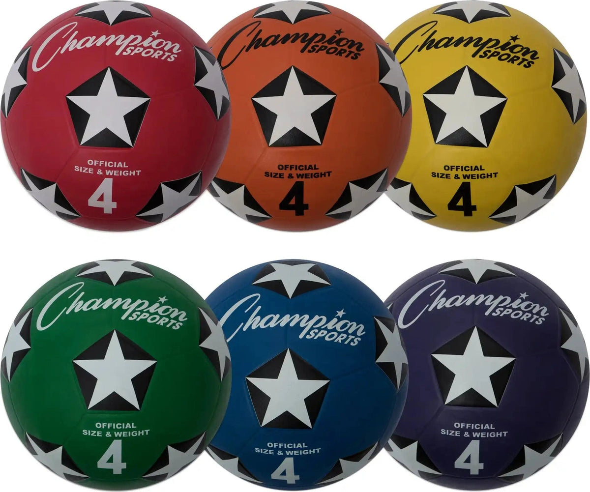 Champion Sports Srb Rubber Cover Soccer Ball - Set - Size 4 - 6 Colors