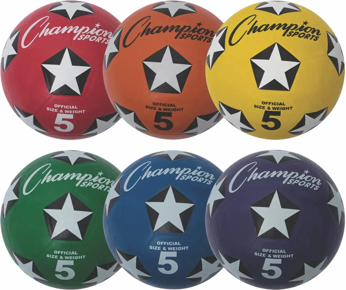 Champion Sports Srb Rubber Cover Soccer Ball - Set - Size 5 - 6 Colors