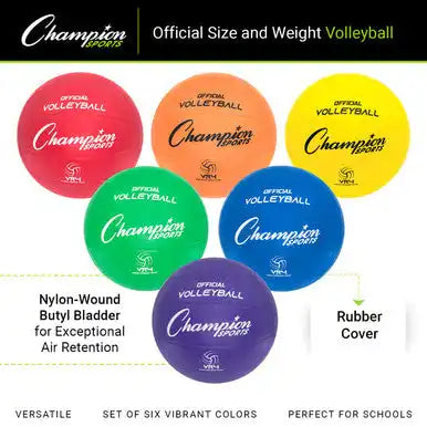 Champion Sports Vr4 Rubber Volleyball - Set - of Six Colors