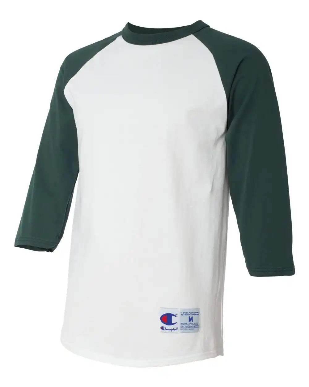 Champion T137 Raglan Sleeve Baseball T-shirt - White Dark Green - White/ / s