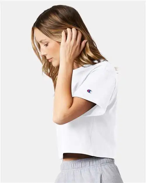 Champion T453w Women’s Heritage Jersey Crop T-shirt - White