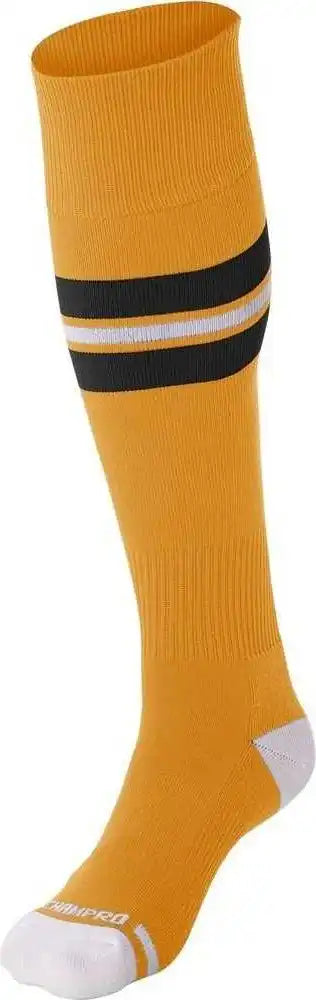 Champro As3 Striped Baseball Knee High Socks - Gold Black White