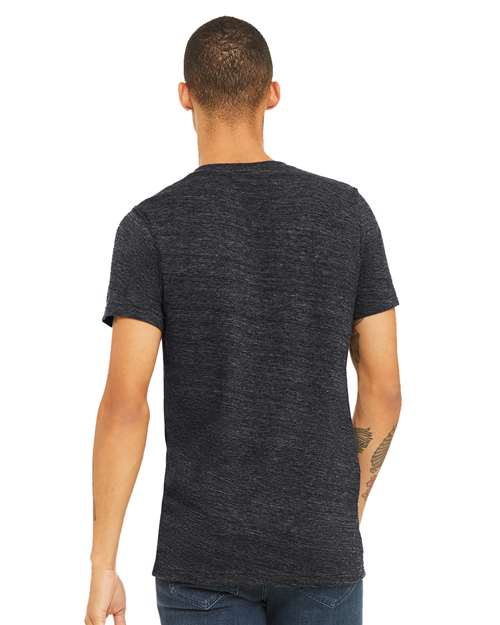 Charcoal Black Slub Textured Jersey V-Neck Tee - 3655