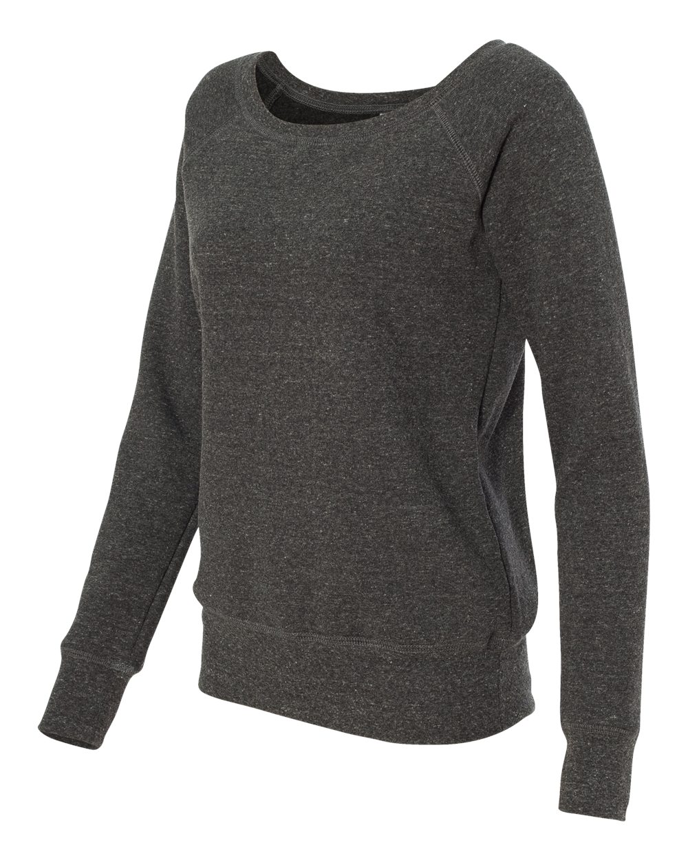 Charcoal Black Triblend Women’s Sponge Fleece Wide Neck Sweatshirt - 7501