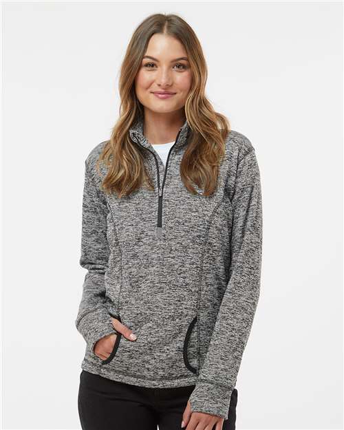 Charcoal Fleck/ Black Women's Cosmic Fleece Quarter-Zip Pullover - 8617