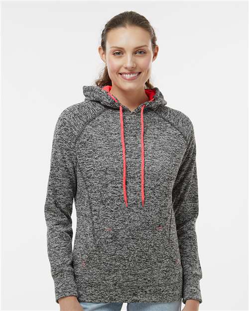 Charcoal Fleck/ Fire Coral Women’s Cosmic Fleece Hooded Sweatshirt - 8616