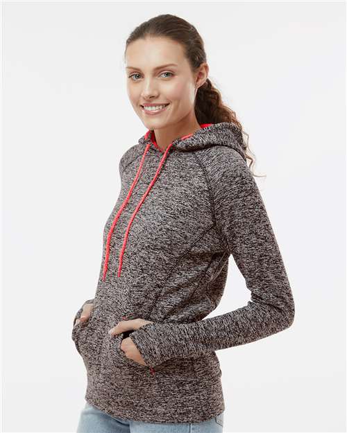 Charcoal Fleck/ Fire Coral Women’s Cosmic Fleece Hooded Sweatshirt - 8616