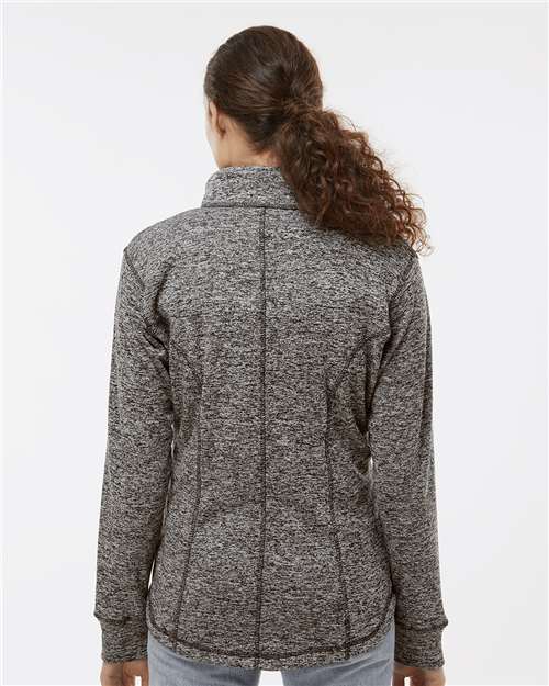 Charcoal Fleck/ Fire Coral Women's Cosmic Fleece Quarter-Zip Pullover - 8617